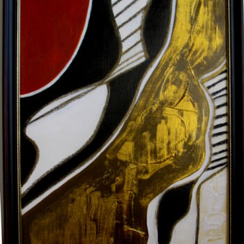Peinture intitulée "Rouge,or, ombres et…" par Lubomila Kossachka, Œuvre d'art originale, Acrylique Monté sur Châssis en bois