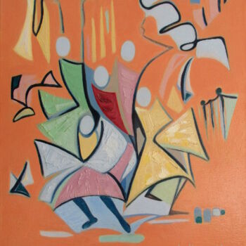 Painting titled "4.La danse" by Lubomila Kossachka, Original Artwork, Oil Mounted on Wood Stretcher frame