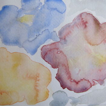 Painting titled "Trois fleurs  / A08" by Lubomila Kossachka, Original Artwork, Watercolor