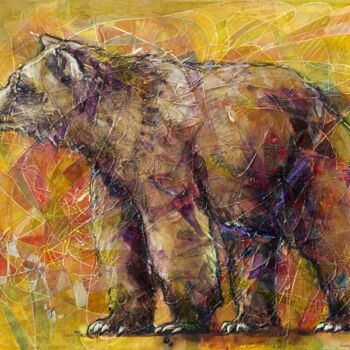 Painting titled "The bear mood" by Ľubomír Korenko, Original Artwork, Acrylic Mounted on Wood Stretcher frame