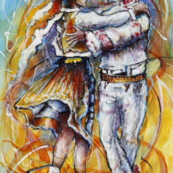 Painting titled "The Joy of Dancing" by Ľubomír Korenko, Original Artwork, Acrylic Mounted on Wood Stretcher frame