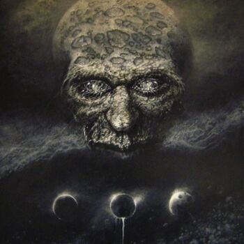 Ζωγραφική με τίτλο "Phobos Obscuratus" από Ľubomír Sinčák, Αυθεντικά έργα τέχνης, Λάδι Τοποθετήθηκε στο Ξύλινο φορείο σκελετό