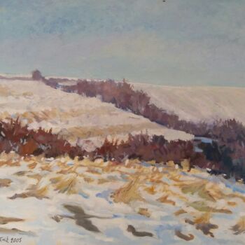 Painting titled "Winter" by Lubomir Tkacik, Original Artwork, Oil