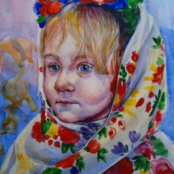 Painting titled "Хустинка 2" by Liubov Berezii, Original Artwork, Watercolor