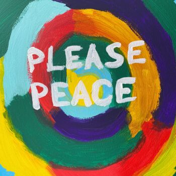 Картина под названием "PLEASE PEACE 💛💙" - Любовь Хмелюк, Подлинное произведение искусства, Акрил