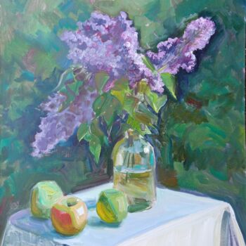 Картина под названием ""Lilas"/ "Lilac bus…" - Любовь Лазакович, Подлинное произведение искусства, Масло Установлен на картон