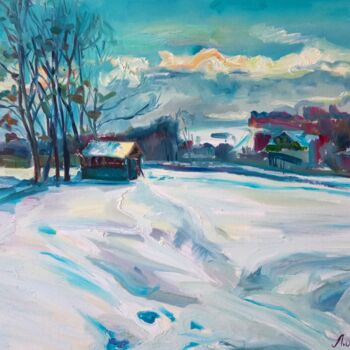 Pintura titulada "Journée d'hiver /Wi…" por Liubov Lazakovich, Obra de arte original, Oleo
