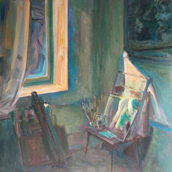 Schilderij getiteld "Dans l'atelier. In…" door Liubov Lazakovich, Origineel Kunstwerk, Olie