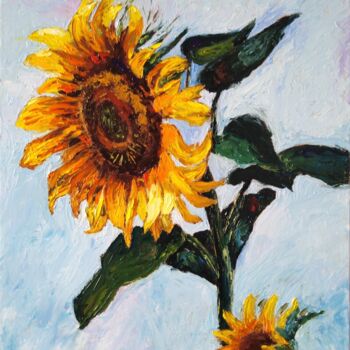 Peinture intitulée "Sunflower" par Liubov Samoilova, Œuvre d'art originale, Huile Monté sur Carton