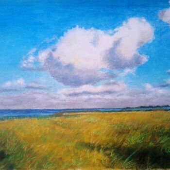 Peinture intitulée "Landscape with a cl…" par Liubov Samoilova, Œuvre d'art originale, Pastel