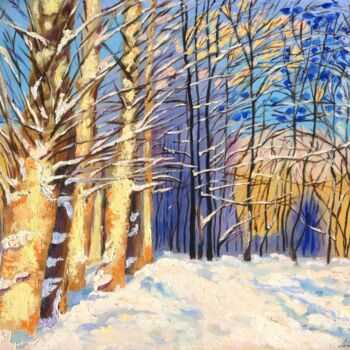 Painting titled "In the winter park" by Liubov Samoilova, Original Artwork, Oil