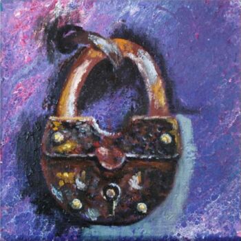 Painting titled "Old lock" by Liubov Samoilova, Original Artwork, Oil