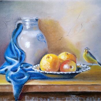 Painting titled "Singing bird - Stil…" by Liubov Samoilova, Original Artwork, Pastel