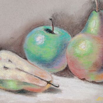 绘画 标题为“Pears hug an apple” 由Любовь Самойлова, 原创艺术品, 粉彩