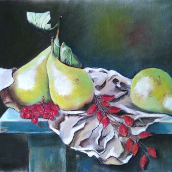 绘画 标题为“Pears are on the ta…” 由Любовь Самойлова, 原创艺术品, 粉彩