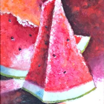 Painting titled "Sugar watermelon" by Liubov Samoilova, Original Artwork, Oil