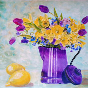 Painting titled "Bouquet of spring d…" by Liubov Samoilova, Original Artwork, Acrylic