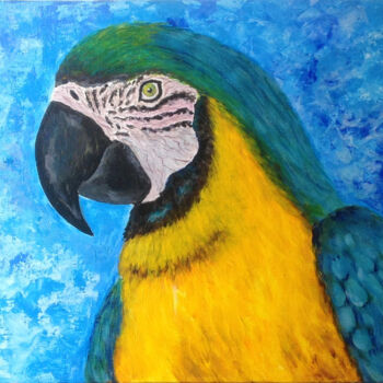 绘画 标题为“Green parrot” 由Любовь Самойлова, 原创艺术品, 丙烯 安装在纸板上
