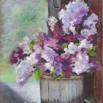 Schilderij getiteld "A bouquet of lilacs…" door Liubov Samoilova, Origineel Kunstwerk, Pastel