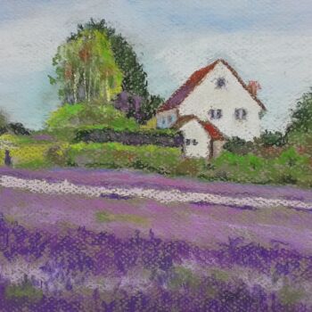 Painting titled "A blooming lavender…" by Liubov Samoilova, Original Artwork, Pastel