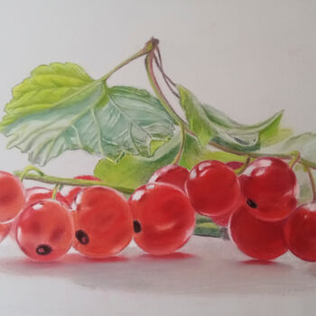 Painting titled "A sprig of red curr…" by Liubov Samoilova, Original Artwork, Pastel