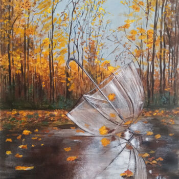 Картина под названием "Autumn landscape. F…" - Любовь Самойлова, Подлинное произведение искусства, Акрил