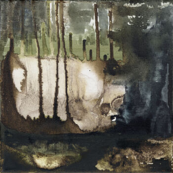 Painting titled "Forêt secrète 1 (20…" by Luc Andrieux, Original Artwork, Acrylic Mounted on Wood Stretcher frame