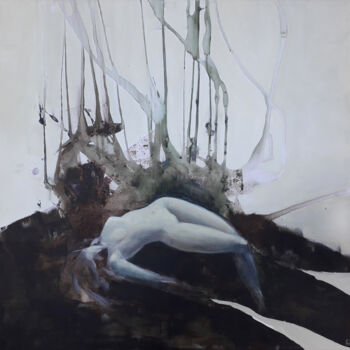 Pittura intitolato "Symbiose (100x100cm)" da Luc Andrieux, Opera d'arte originale, Acrilico Montato su Telaio per barella in…