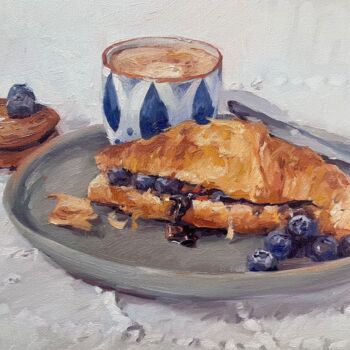 Schilderij getiteld "Bed&Breakfast blueb…" door Luc Bernay, Origineel Kunstwerk, Olie