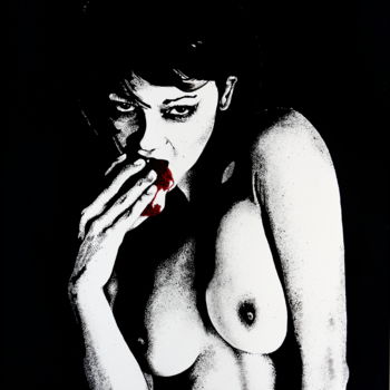 Schilderij getiteld "Croque la pomme" door Luc Brun-Perasso, Origineel Kunstwerk, Inkt