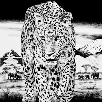 "Panthere" başlıklı Tablo Luc Brun-Perasso tarafından, Orijinal sanat, Mürekkep