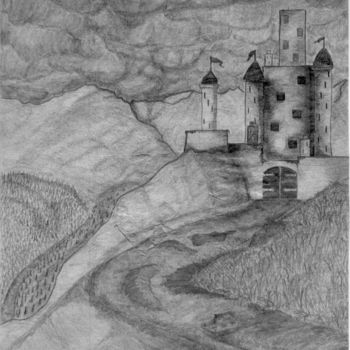 Dessin intitulée "chateau" par Luc Brun-Perasso, Œuvre d'art originale, Crayon