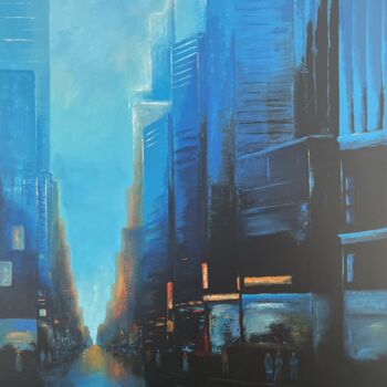 Peinture intitulée "Urban blu 2" par Luc Chabal, Œuvre d'art originale, Acrylique Monté sur Châssis en bois
