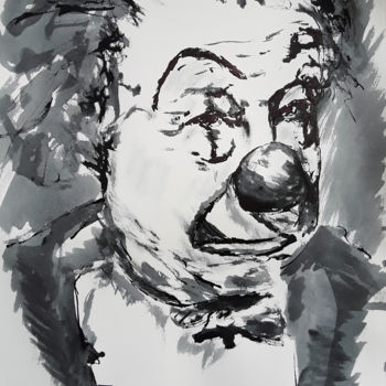 Drawing titled "clown 6" by Luc Debard, Original Artwork, Ink