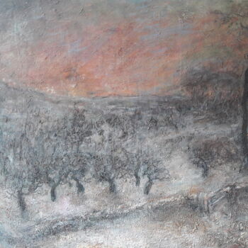 Schilderij getiteld "Winterochtend in Ro…" door Luc Devondel, Origineel Kunstwerk, Olie