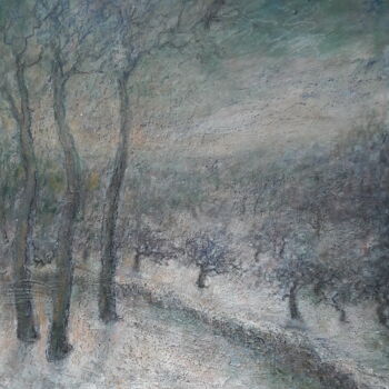 Peinture intitulée "Winterlandschap aan…" par Luc Devondel, Œuvre d'art originale, Huile