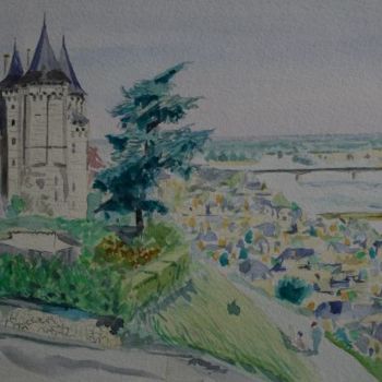 Painting titled "Le château de Saumur" by Luc Huber, Original Artwork