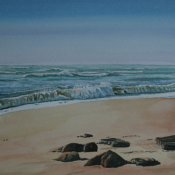 Painting titled "maree-haute-a-olero…" by Luc Huber, Original Artwork, Watercolor