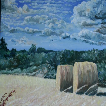 Painting titled "les-foins-a-aumagne…" by Luc Huber, Original Artwork, Oil