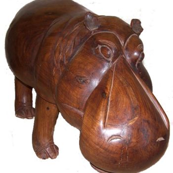 Скульптура под названием "L'hippopotame" - Luc Lavroff, Подлинное произведение искусства