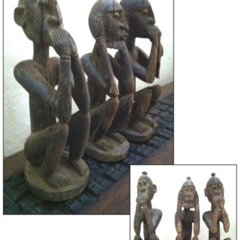 Artesanía titulada "3 statues Dogon" por Luc Lavroff, Obra de arte original