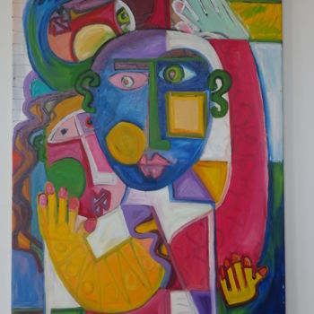 Peinture intitulée "AMBRASSE MOI" par Luc Lebon (luk), Œuvre d'art originale, Huile
