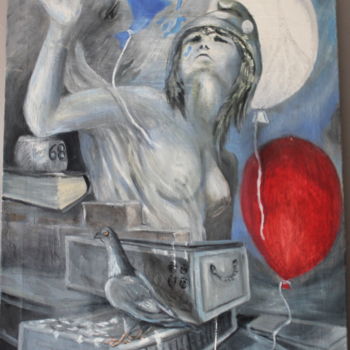 Painting titled "Marianne, symbole d…" by Luc Mackel, Original Artwork, Oil