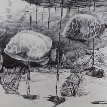 Drawing titled "dégazage" by Luc Mackel, Original Artwork, Ballpoint pen