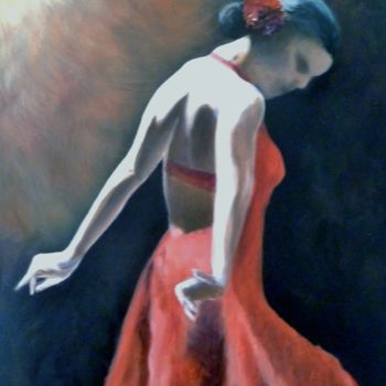 Painting titled "Danseuse Flamenco" by Luc Manoury, Original Artwork, Oil