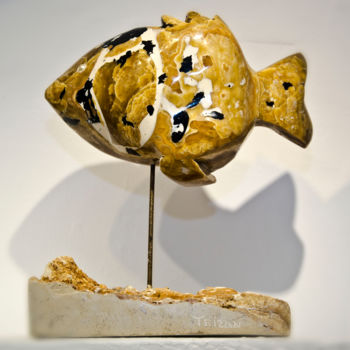 Sculpture titled "poisson en onyx" by Trizan, Original Artwork