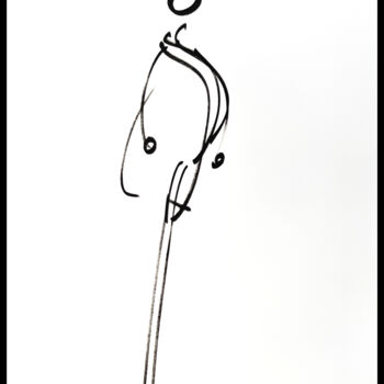 Dessin intitulée "L'Homme à la Reding…" par Luc Villard, Œuvre d'art originale, Marqueur Monté sur Carton