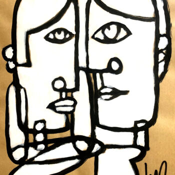 Painting titled "Face to face" by Luc Wunenburger, Original Artwork, Acrylic