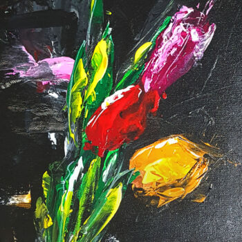 Malarstwo zatytułowany „tulipani” autorstwa Luca Azzurro Arts, Oryginalna praca, Akryl