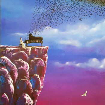 Pittura intitolato "note al tramonto" da Luca Azzurro Arts, Opera d'arte originale, Acrilico